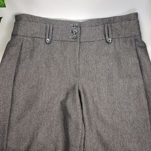 Armani Womens Grey Wool Tweed Trouser Pockets Wide Straight Leg Tall sz 10